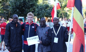Team Uganda with the Author at the Opening Ceremony.